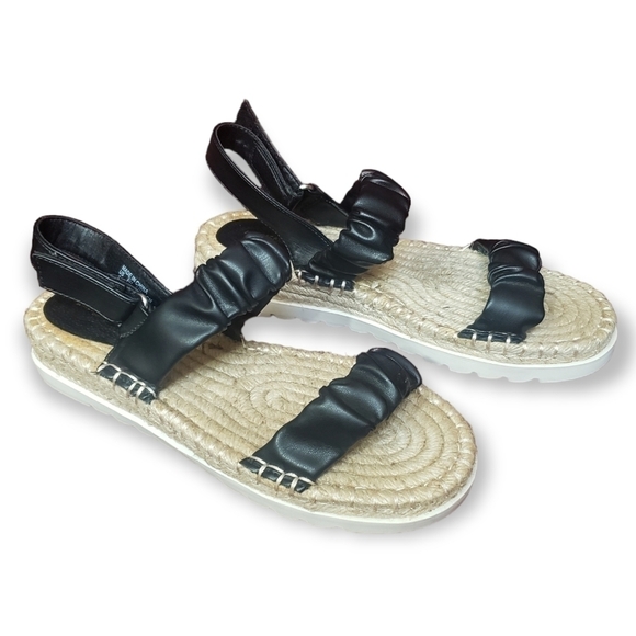 American Eagle Espadrilles Platform Ankle Strap Open Toe Sandals Black Size 8 - Picture 7 of 7